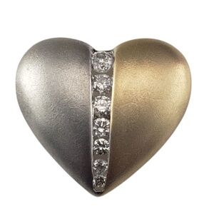 14 Karat Two-Tone Gold and Diamond Heart Pendant #21398